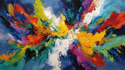 Vibrant abstract explosion of colorful paint splash art.