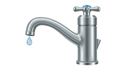 Isolated Water Tap with Dripping Drop