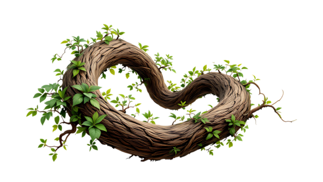 Twisted vine with green leaves, nature design element