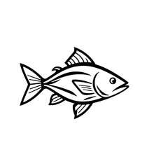 Obraz premium black and white verities fish line art vector