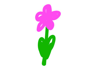 set of an Crayon Child Drawing Flower