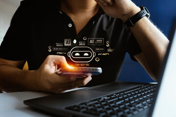 AI Chatbot Interface on Smartphone – Artificial Intelligence Mobile Assistant Concept