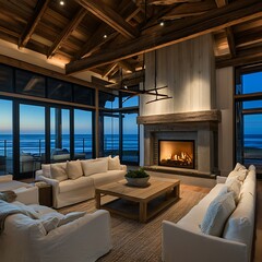 Scenic Mountain View From Elegant Lakeside Terrace With Colorful Flowers high resolution picture