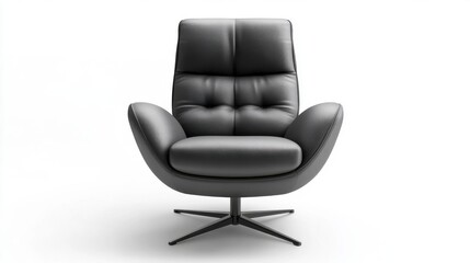 Obraz premium Charcoal gray swivel accent chair isolated on white
