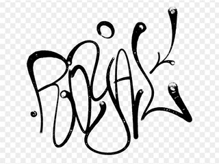 illustration Black graffiti tag lettering aerosol can spray paint