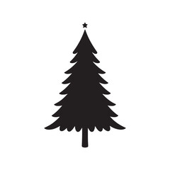 Obraz premium Simple Black Silhouette Christmas Tree Icon, Holiday Decoration, Festive Symbol
