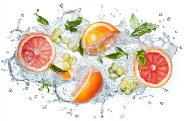 Fresh fruits and water splash