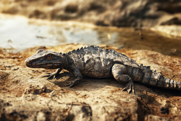 Close up Of A Reptile On Sandy Ground