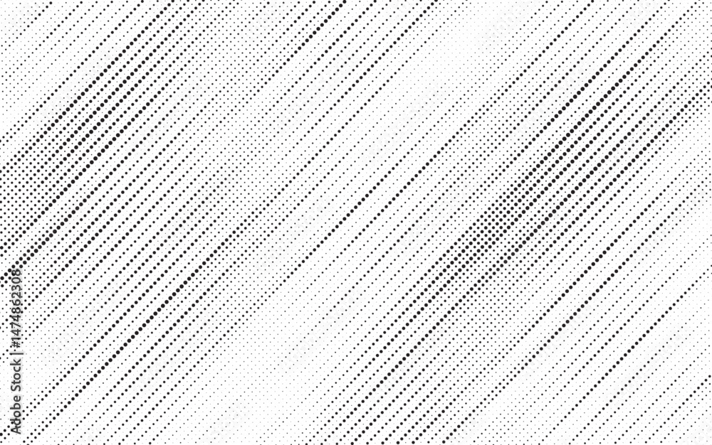Poster black and white square dots background. diagonal, oblique, slanting dots lines, stripes geometric ve