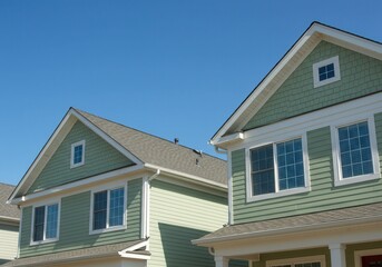 Obraz premium Modern Green Houses Exterior Architectural Design Home New Roof Walls Homes Style Color Urban Facade