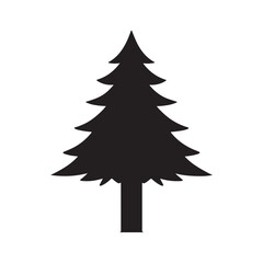 Obraz premium Simple Black Silhouette of a Pine Tree, Evergreen Conifer Icon