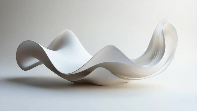 Sculptural Ceramic Wave: Abstract White Form