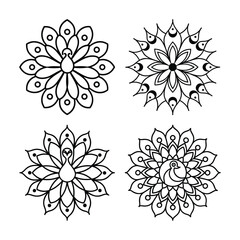set of peacock style mandala design