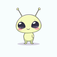 yellow cute baby alien on white background