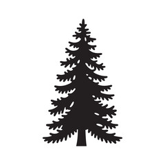 Elegant Black Silhouette of a Pine Tree Nature Illustration