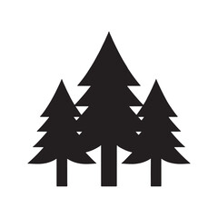 Three Evergreen Trees Silhouette Nature Icon, Forest Symbol, Pine Tree Graphic