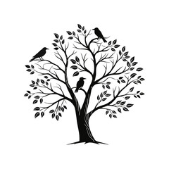 vector tree silhouette line art