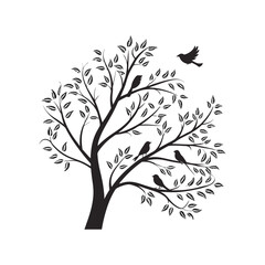 vector tree silhouette line art