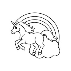 vector illustration of a cartoon horse line art