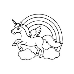 vector illustration of a cartoon horse line art