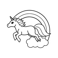 vector illustration of a cartoon horse line art