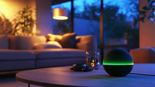Smart Home Evening Ambiance: Echo Dot 5th Gen in a Cozy Living Room