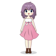 Cute girl anime kawaii character Vector