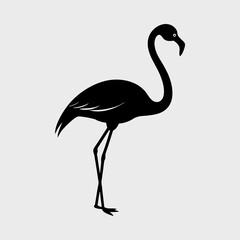 Flamingo Standing Silhouette in Graceful Pose Vector Illustration