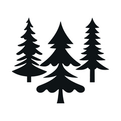 Silhouette of Three Pine Trees Nature's Simple Elegance