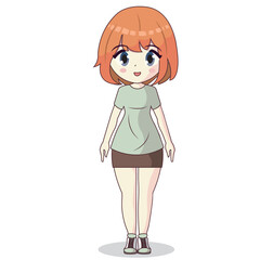 Cute girl anime kawaii character Vector