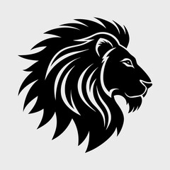 Lion Head in Profile Silhouette Vector Illustration