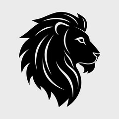 Lion Head in Profile Silhouette Vector Illustration