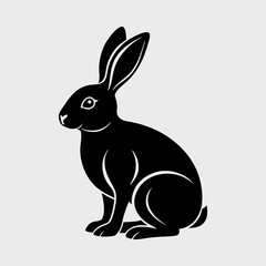 Fototapeta premium Minimal Silhouette of a Rabbit Sitting Vector Illustration