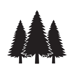 Fototapeta premium Three Silhouettes of Evergreen Trees A Simple Nature Illustration