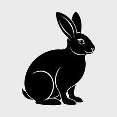 Obraz premium Minimal Silhouette of a Rabbit Sitting Vector Illustration