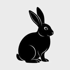Obraz premium Minimal Silhouette of a Rabbit Sitting Vector Illustration