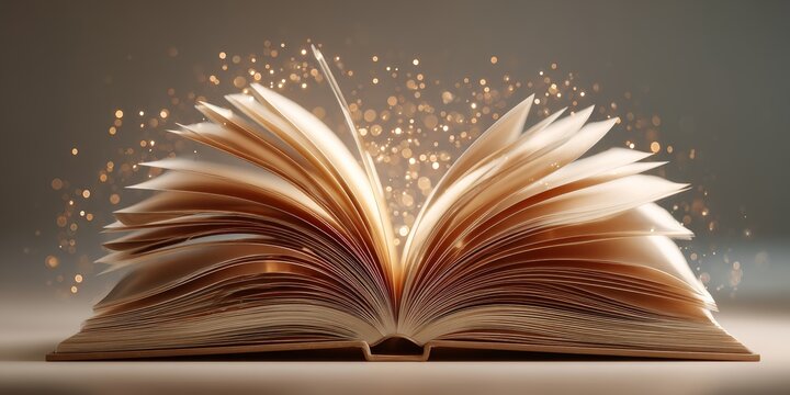 Inspiring open book with fluttering pages in sunlight