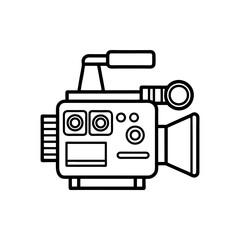 video camera icon line art vector illustration