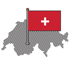 Switzerland map with flag. Vector
