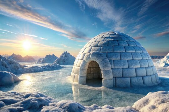 Arctic Igloo Sunset Landscape