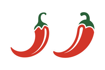 Two red chili peppers spicy food vector design