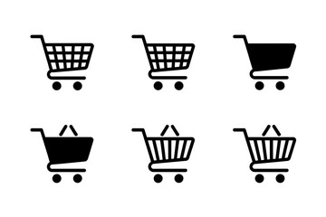 Shopping cart icon set e commerce retail symbol