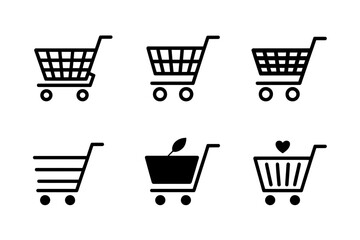 Shopping cart icon set e commerce trolley symbols
