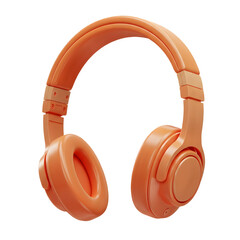 A pair of stylish orange headphones, perfect for listening to your favorite tunes. 3d rendering isolated on white background. Cartoon plastic style