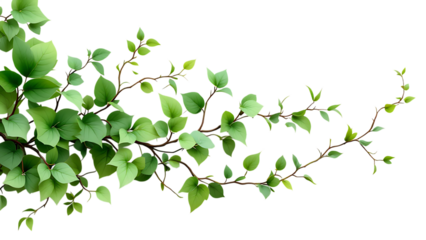 Green ivy branch with leaves isolated on white background