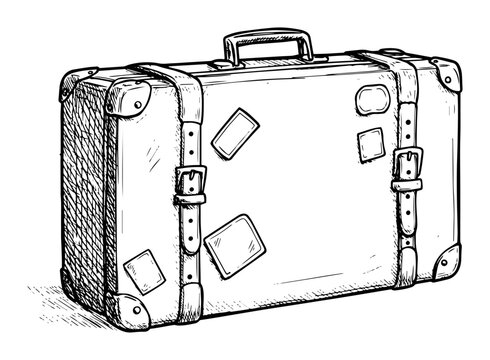 vintage travel suitcase hand drawn vector illustration