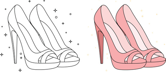 High Heels Coloring Page for Kids