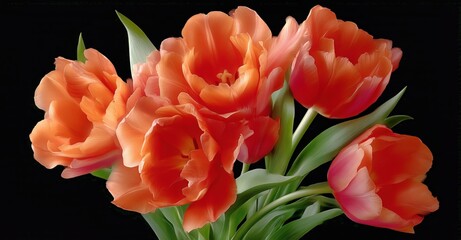 Colorful Orange Tulips Arranged Beautifully on a Dark Background