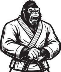 gorilla jiu jitsu kimono vector illustration