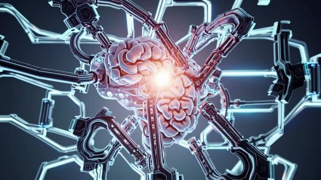 Mechanical Brain with Gears and Circuits High Tech Sci Fi Animation
